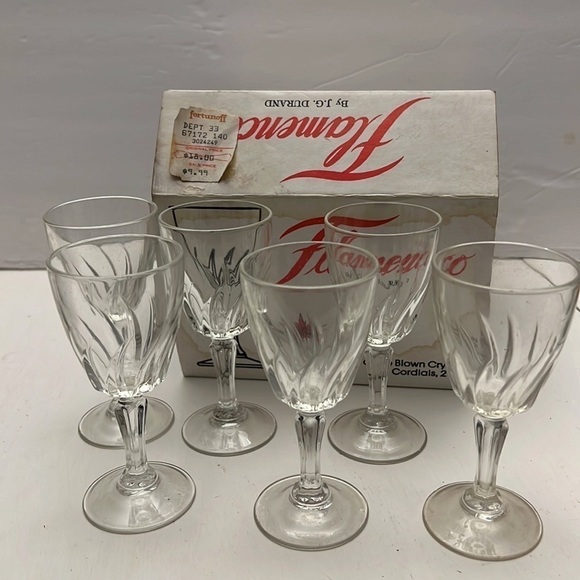 Flamenco Vintage 6 Fine Blown Crystal Cordials France from Fortunoff - Picture 1 of 10